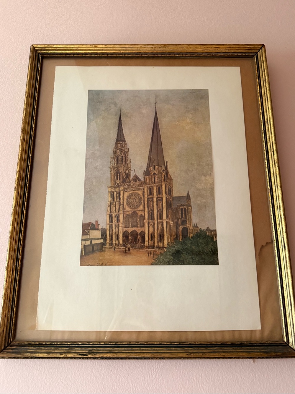 Framed Notre Dame Urtillo Art Print in Gold antique frame